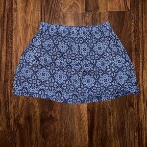 J. Crew Blue Patterned Skirt with Pockets